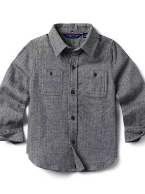 NWOT Janie and Jack Charcoal Heather Brushed Herringbone Shirt